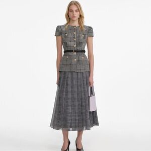 NWOT Self-Portrait HOUNDSTOOTH TAILORED MIDI DRESS